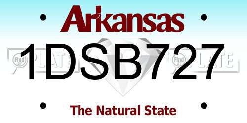 1DSB727 Arkansas License Plate