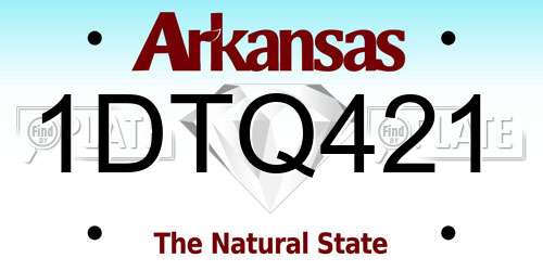 1DTQ421 Arkansas License Plate