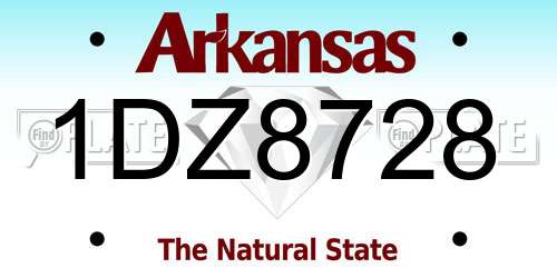 1DZ8728 Arkansas License Plate
