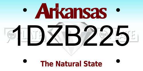 1DZB225 Arkansas License Plate