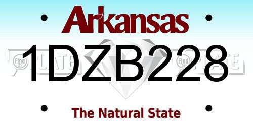 1DZB228 Arkansas License Plate