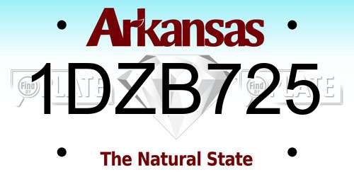 1DZB725 Arkansas License Plate