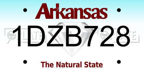 1DZB728 Arkansas License Plate