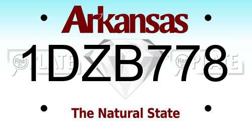 1DZB778 Arkansas License Plate