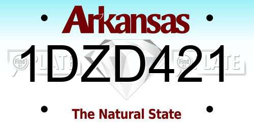 1DZD421 Arkansas License Plate