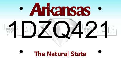 1DZQ421 Arkansas License Plate
