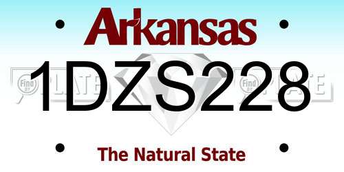 1DZS228 Arkansas License Plate