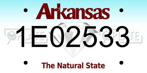 1E02533 Arkansas License Plate