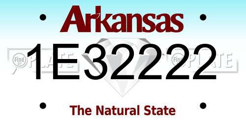 1E32222 Arkansas License Plate