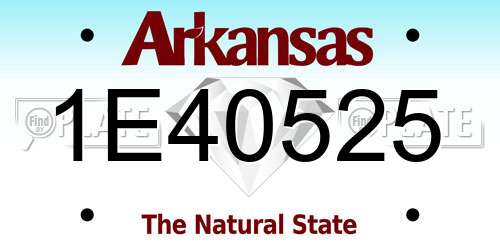 1E40525 Arkansas License Plate