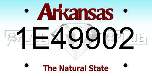 1E49902 Arkansas License Plate