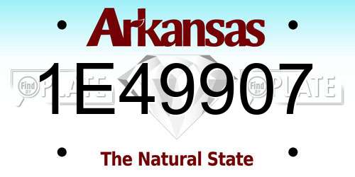 1E49907 Arkansas License Plate