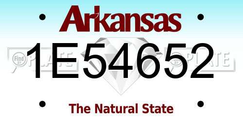 1E54652 Arkansas License Plate