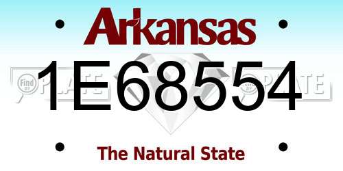 1E68554 Arkansas License Plate
