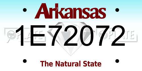 1E72072 Arkansas License Plate