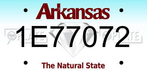 1E77072 Arkansas License Plate