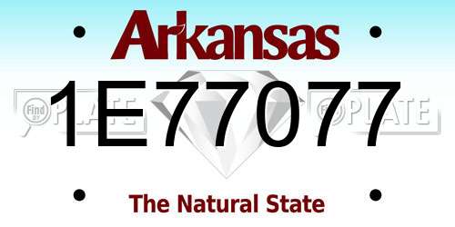 1E77077 Arkansas License Plate