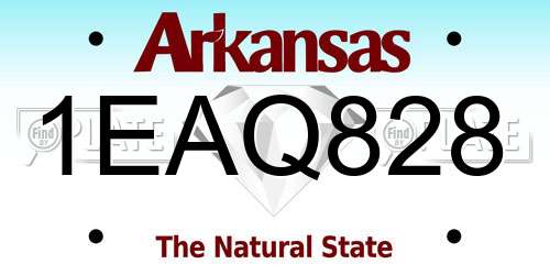 1EAQ828 Arkansas License Plate