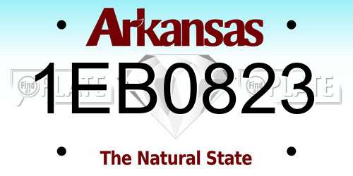 1EB0823 Arkansas License Plate