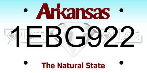 1EBG922 Arkansas License Plate