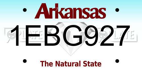 1EBG927 Arkansas License Plate