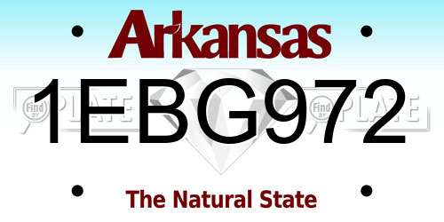 1EBG972 Arkansas License Plate