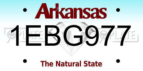 1EBG977 Arkansas License Plate
