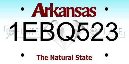 1EBQ523 Arkansas License Plate