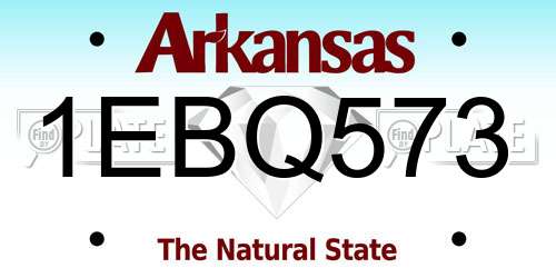 1EBQ573 Arkansas License Plate
