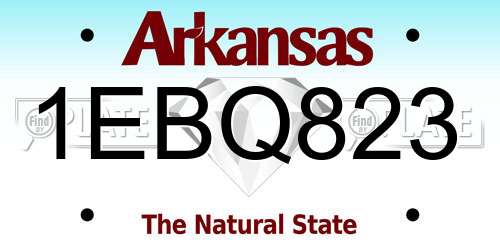 1EBQ823 Arkansas License Plate