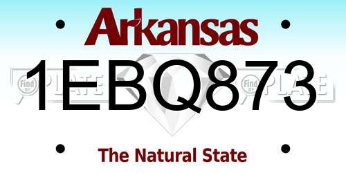 1EBQ873 Arkansas License Plate