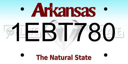 1EBT780 Arkansas License Plate