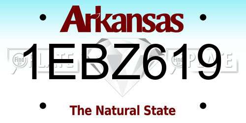 1EBZ619 Arkansas License Plate