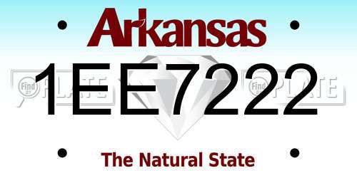 1EE7222 Arkansas License Plate