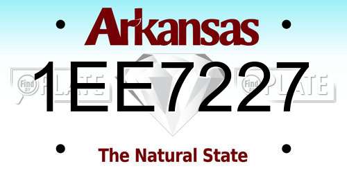 1EE7227 Arkansas License Plate