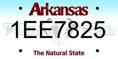 1EE7825 Arkansas License Plate