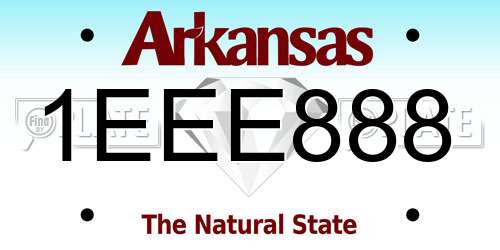 1EEE888 Arkansas License Plate