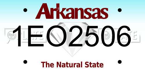 1EO2506 Arkansas License Plate