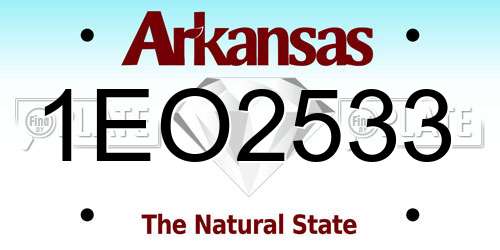 1EO2533 Arkansas License Plate