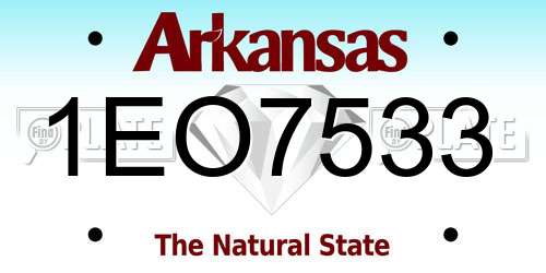 1EO7533 Arkansas License Plate