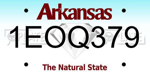 1EOQ379 Arkansas License Plate