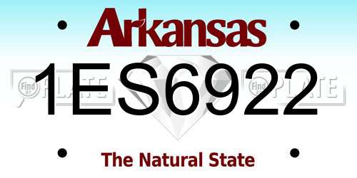 1ES6922 Arkansas License Plate