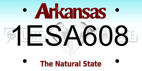 1ESA608 Arkansas License Plate