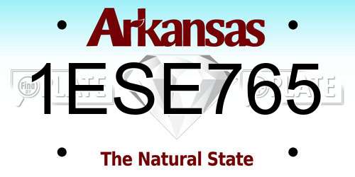 1ESE765 Arkansas License Plate