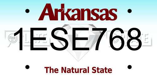 1ESE768 Arkansas License Plate