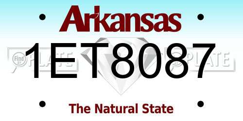 1ET8087 Arkansas License Plate