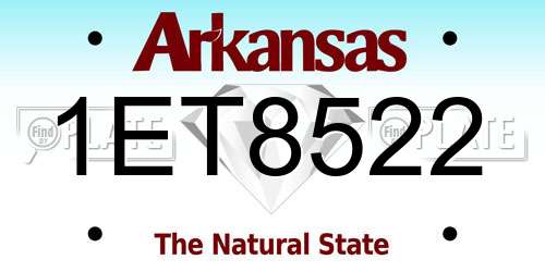 1ET8522 Arkansas License Plate