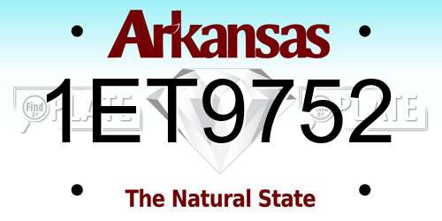 1ET9752 Arkansas License Plate