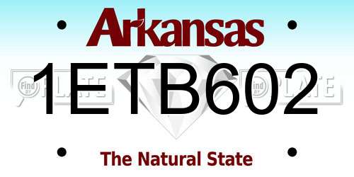 1ETB602 Arkansas License Plate
