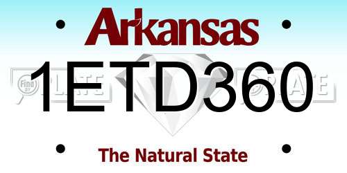 1ETD360 Arkansas License Plate